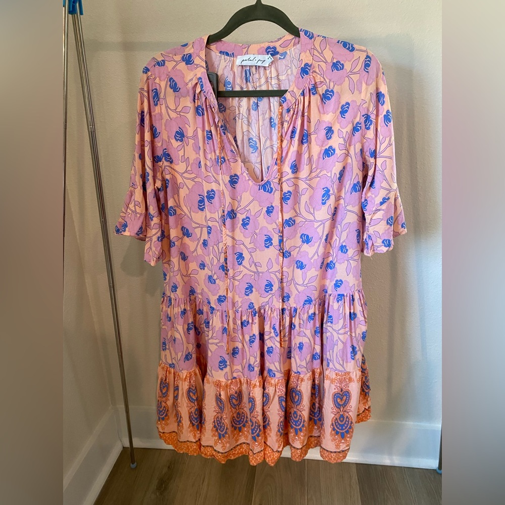 Petal & Pup Pink and Blue Floral Midi Dress